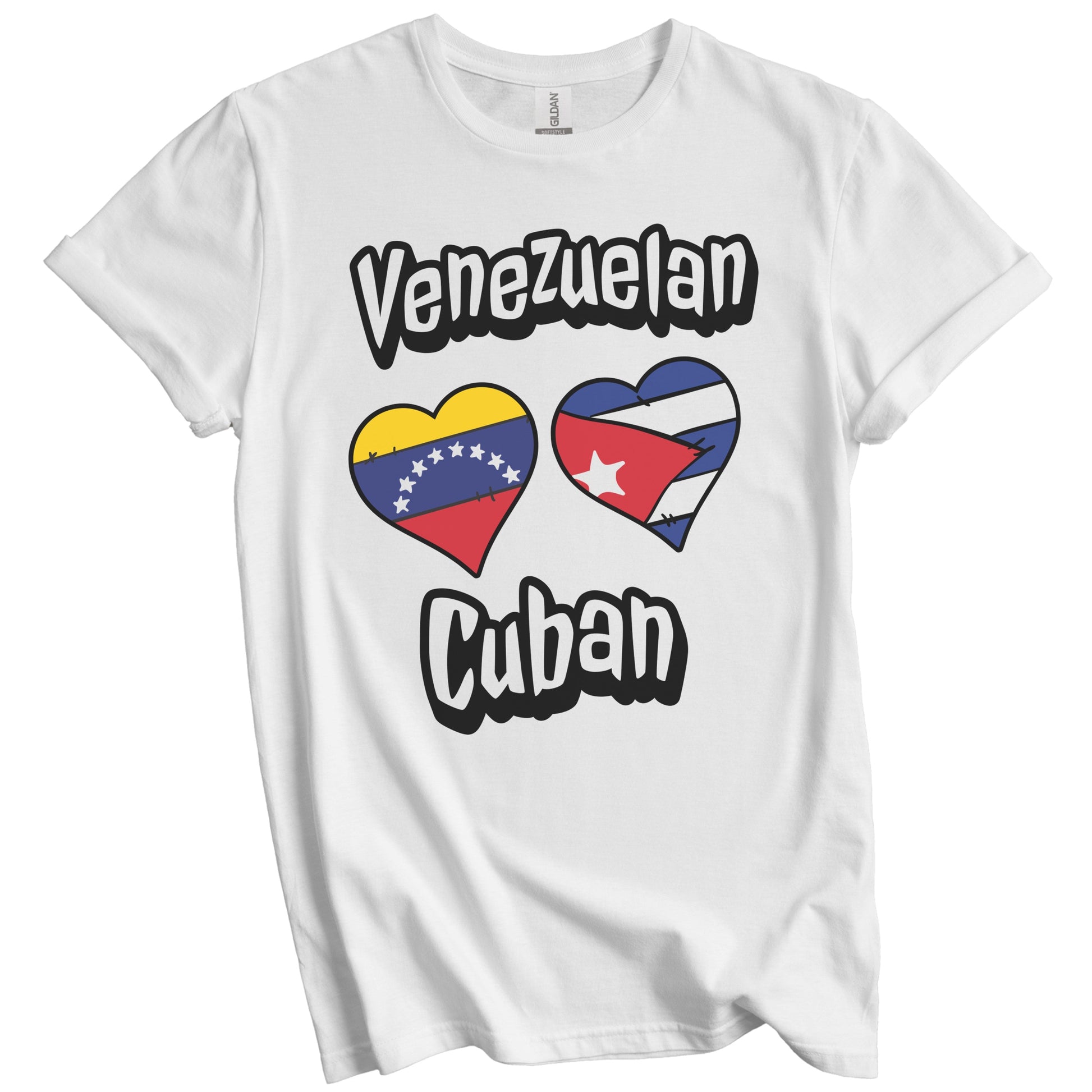 Venezuelan Cuban Flag Heart Combo Venezuela Cuba T-Shirt