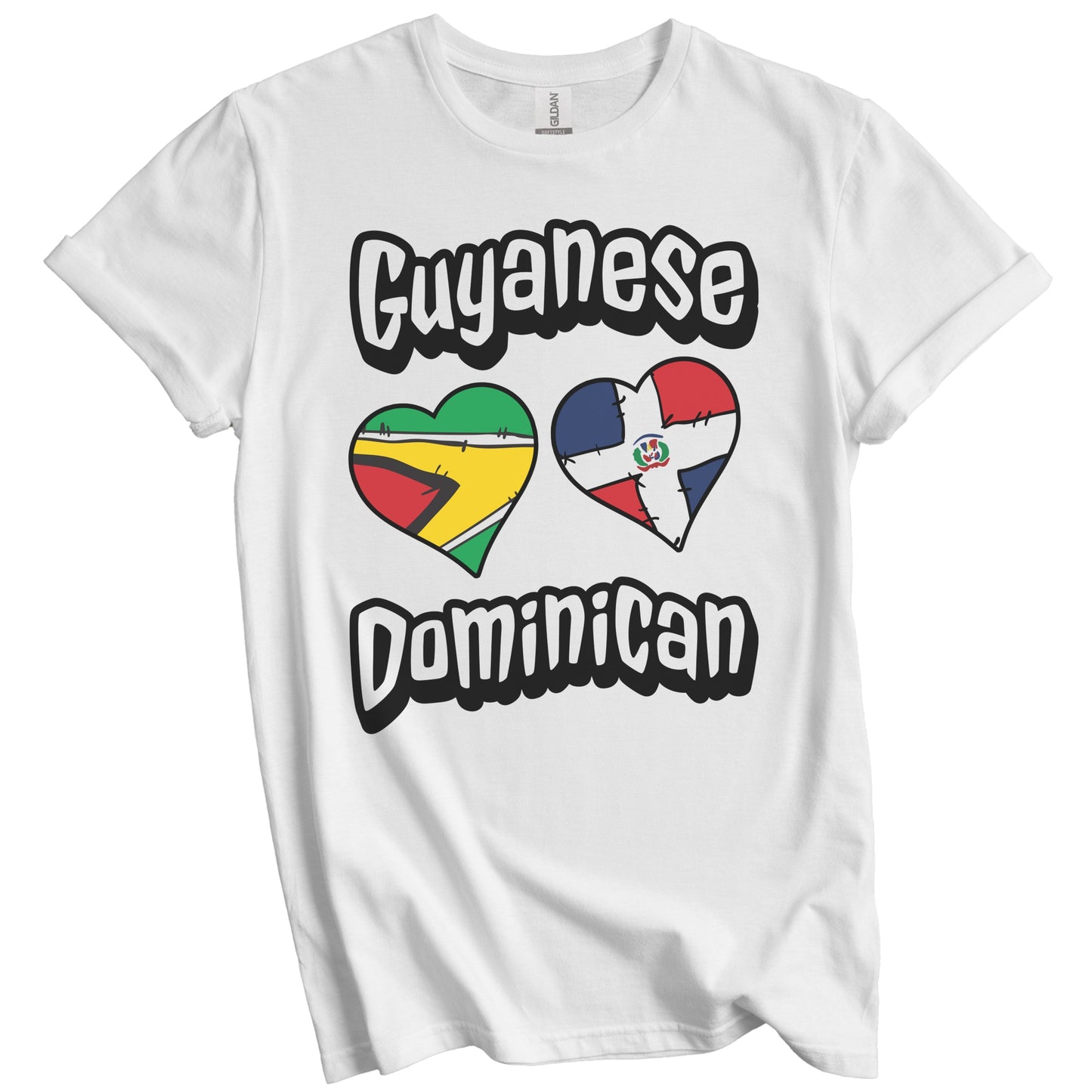 Guyanese Dominican Flag Hearts Guyana Dominican Republic T-Shirt