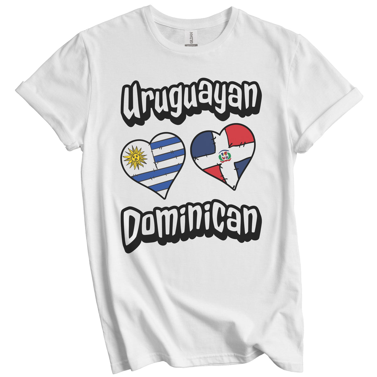 Uruguayan Dominican Flag Hearts Uruguay Dominican Republic T-Shirt