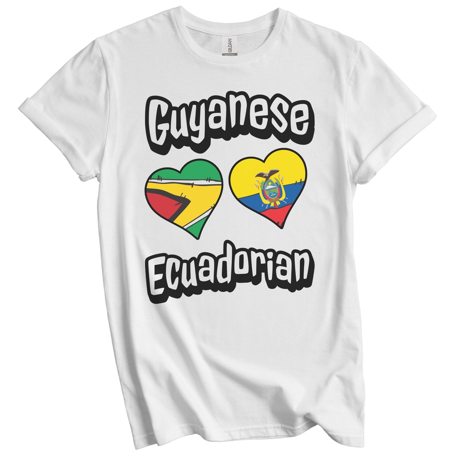 Guyanese Ecuadorian Flag Heart Combo Guyana Ecuador T-Shirt
