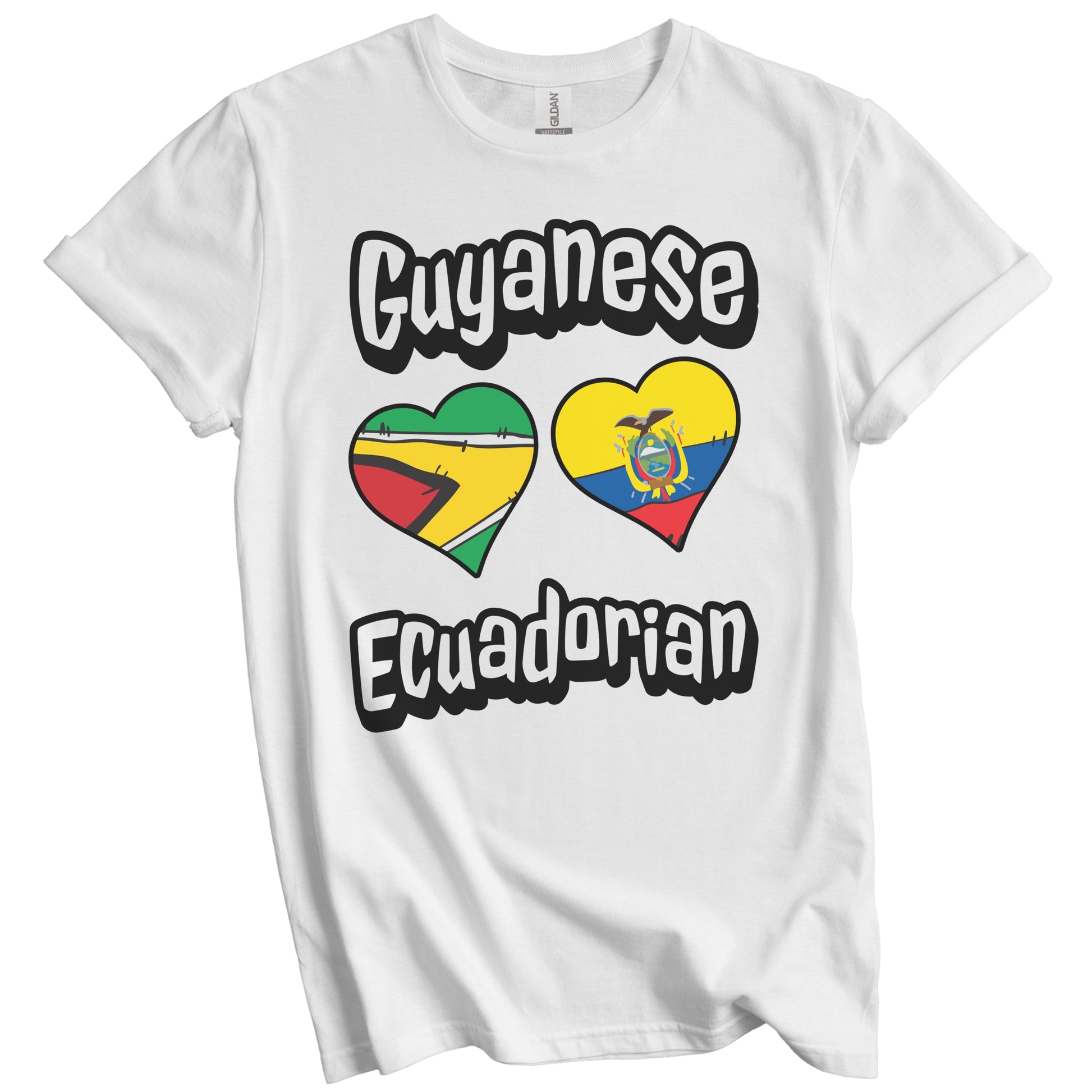 Guyanese Ecuadorian Flag Heart Combo Guyana Ecuador T-Shirt