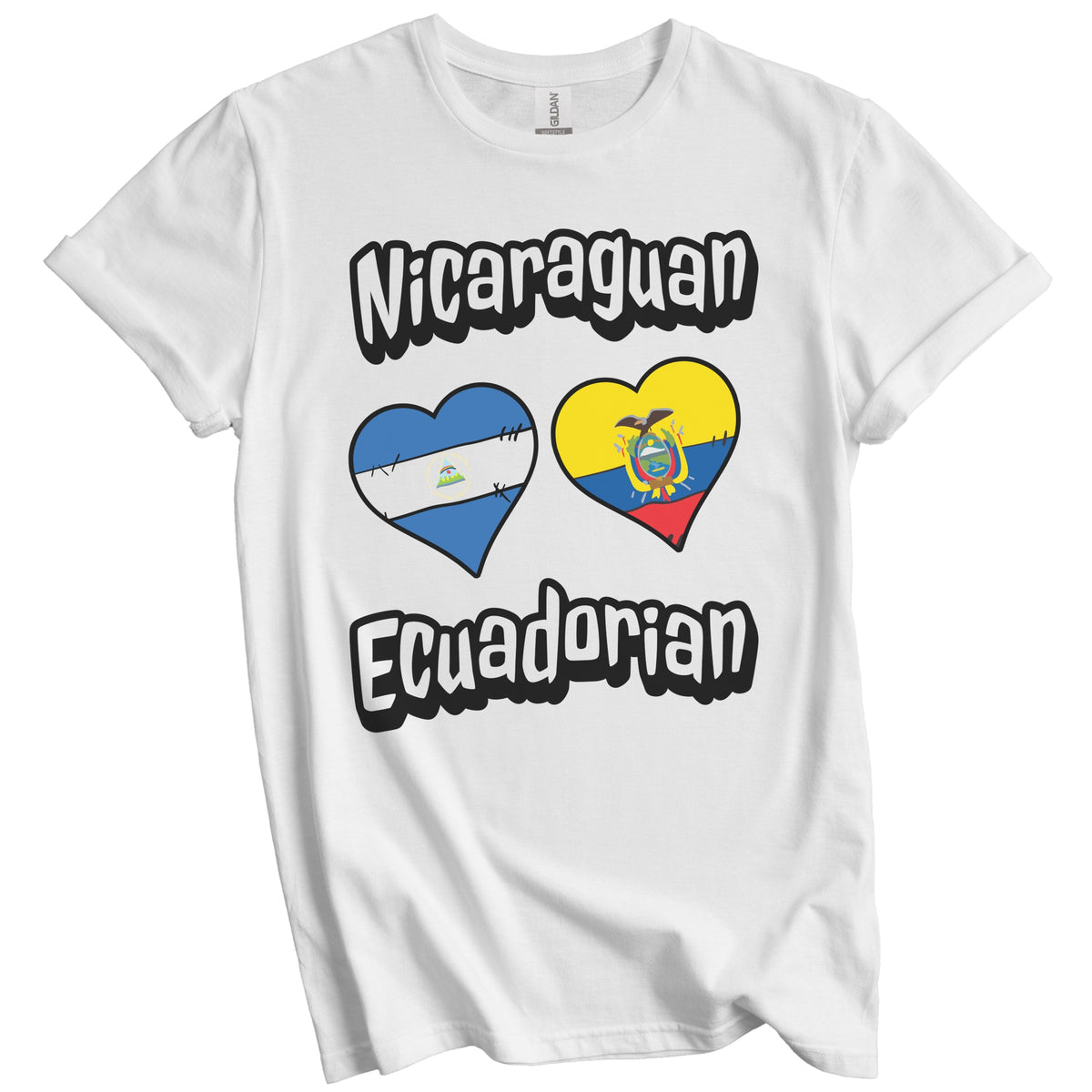Nicaraguan Ecuadorian Flag Heart Combo Nicaragua Ecuador T-Shirt