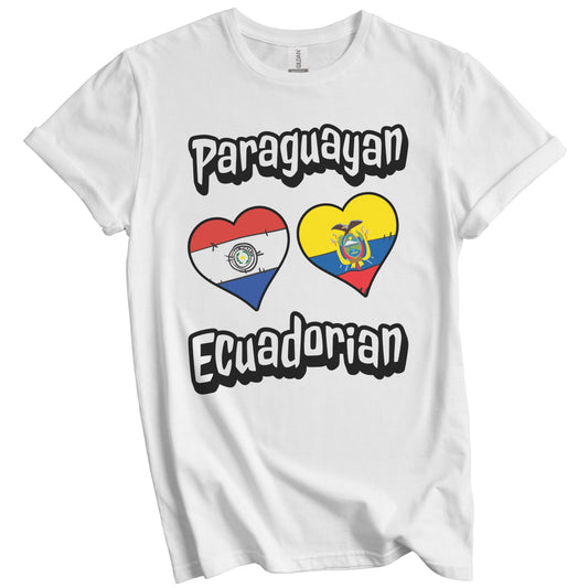 Paraguayan Ecuadorian Flag Heart Combo Paraguay Ecuador T-Shirt