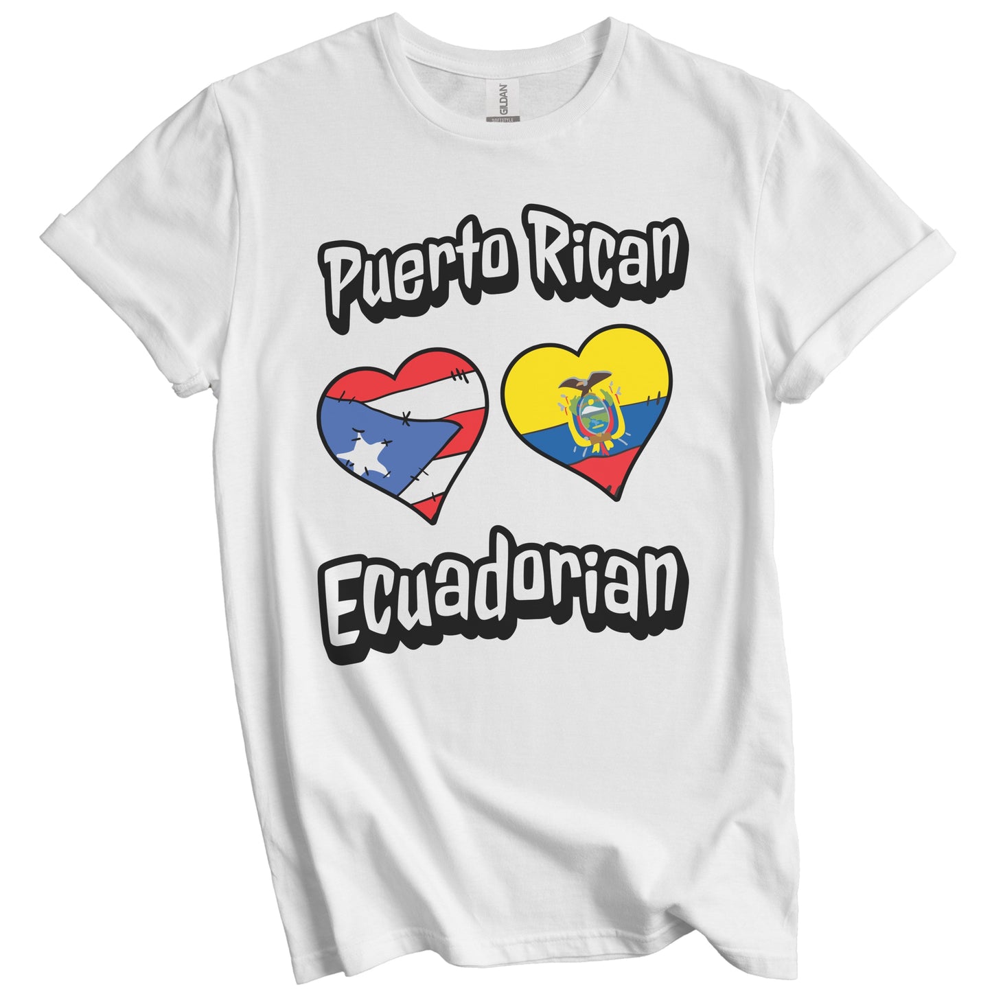 Puerto Rican Ecuadorian Flag Heart Combo Puerto Rico Ecuador T-Shirt