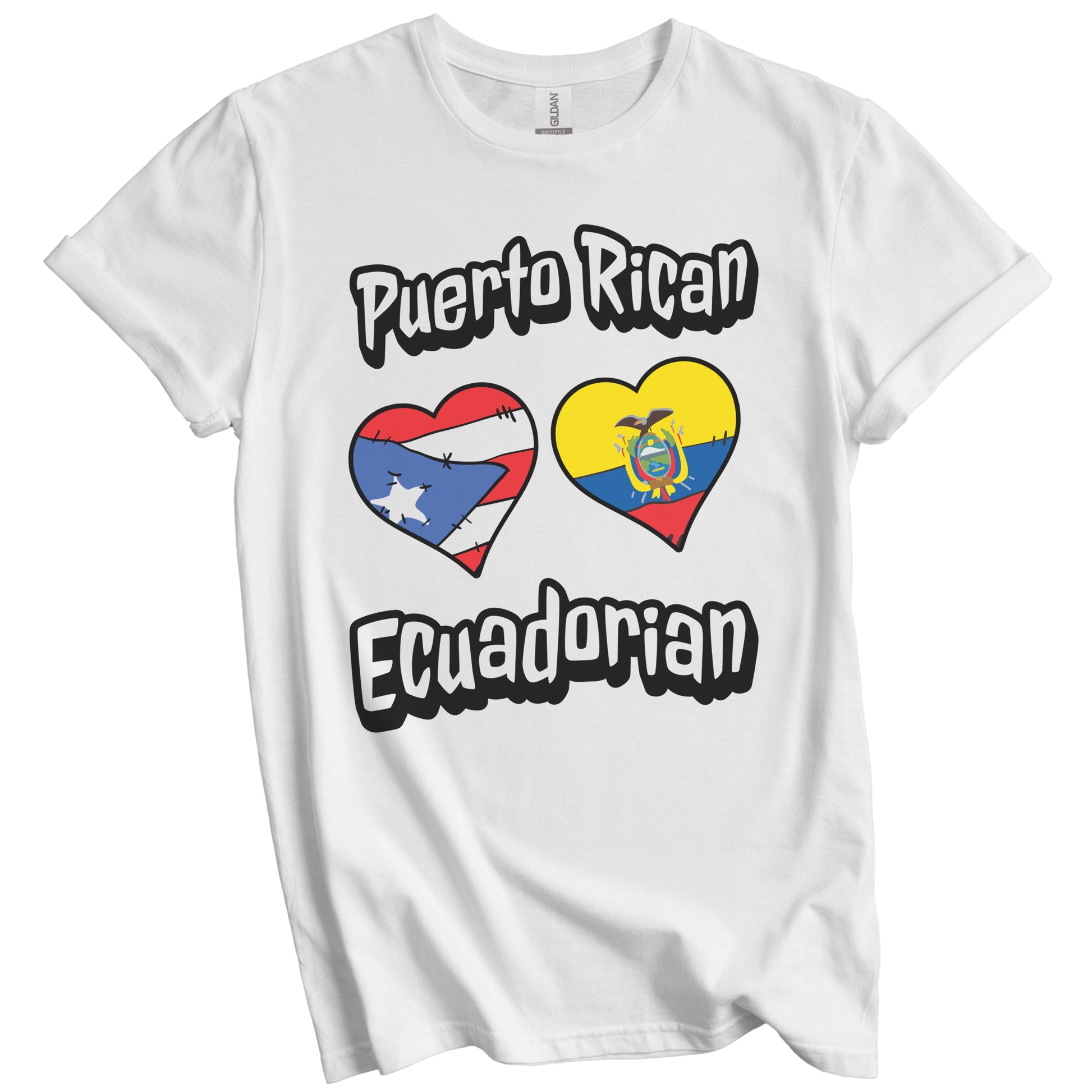 Puerto Rican Ecuadorian Flag Heart Combo Puerto Rico Ecuador T-Shirt