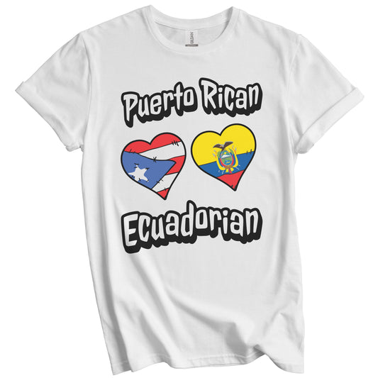 Puerto Rican Ecuadorian Flag Heart Combo Puerto Rico Ecuador T-Shirt