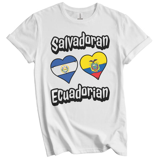 Salvadoran Ecuadorian Flag Heart Combo El Salvador Ecuador T-Shirt