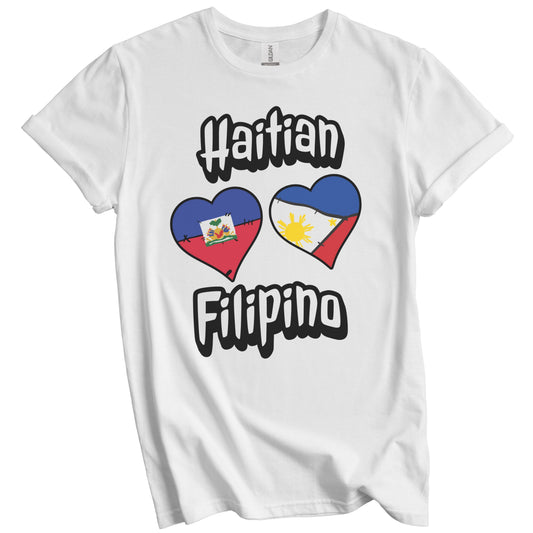 Haitian Filipino Flag Heart Combo Haiti Philippines T-Shirt