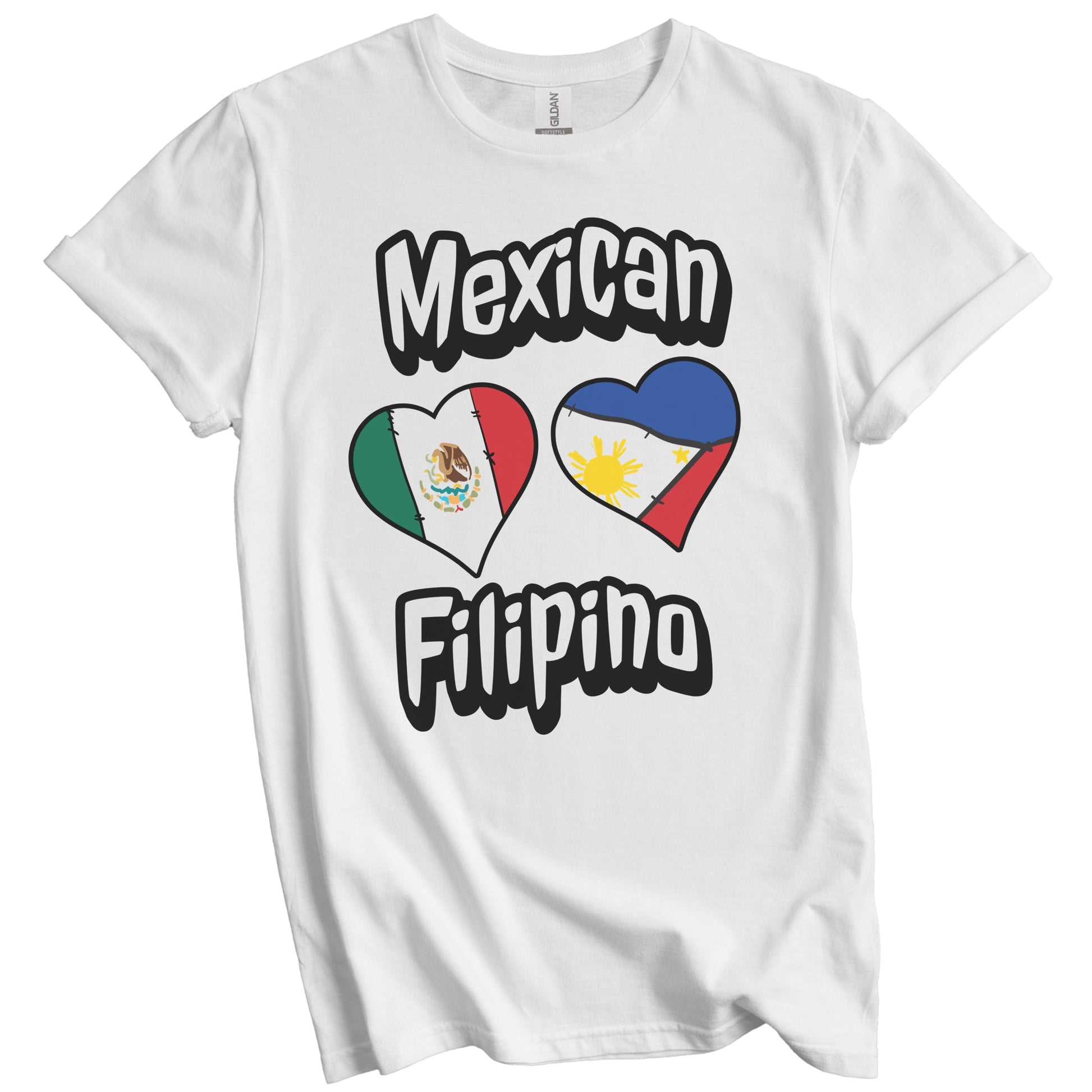 Mexican Filipino Flag Heart Combo Mexico Philippines T-Shirt
