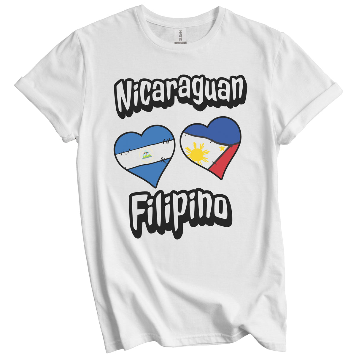 Nicaraguan Filipino Flag Heart Combo Nicaragua Philippines T-Shirt