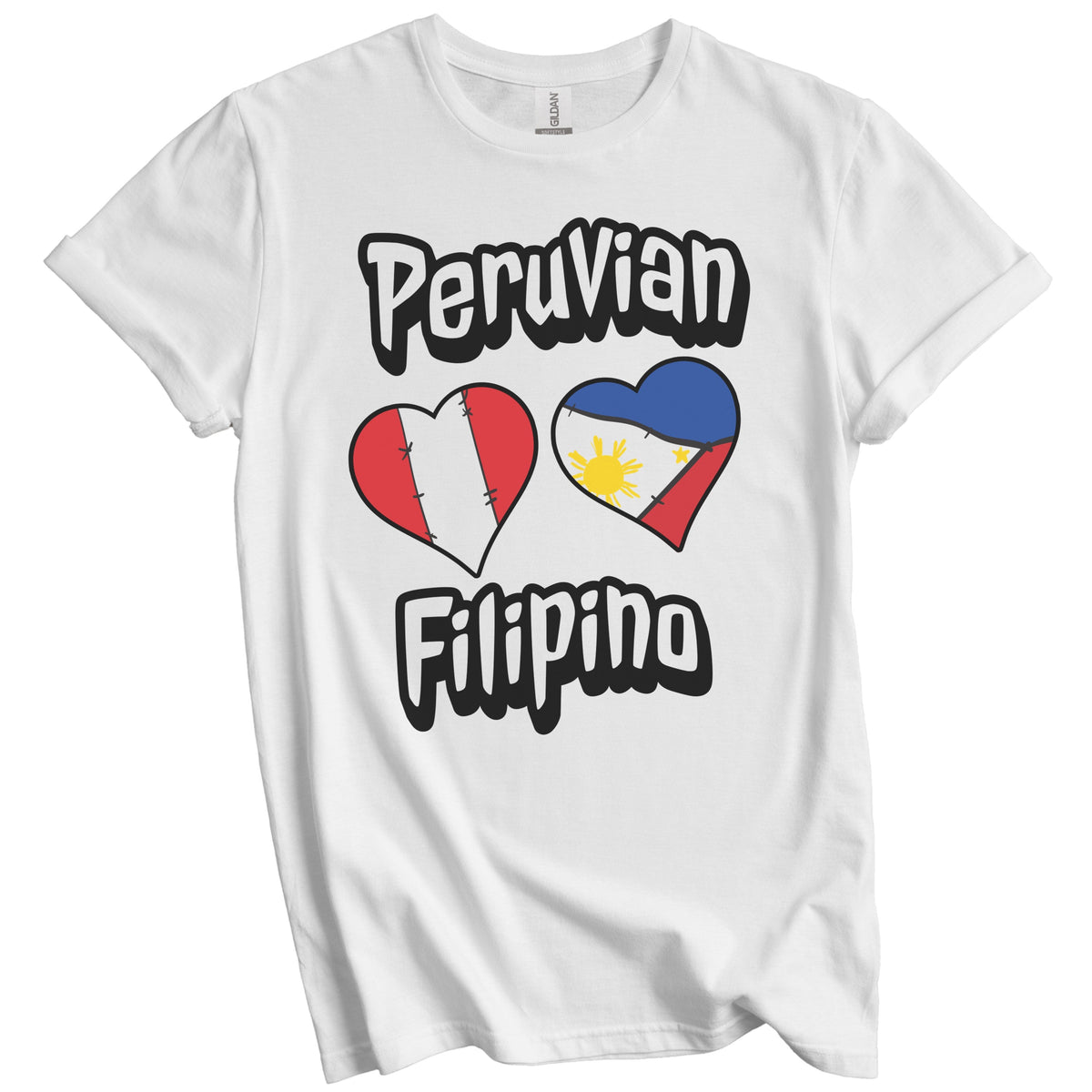 Peruvian Filipino Flag Heart Combo Peru Philippines T-Shirt