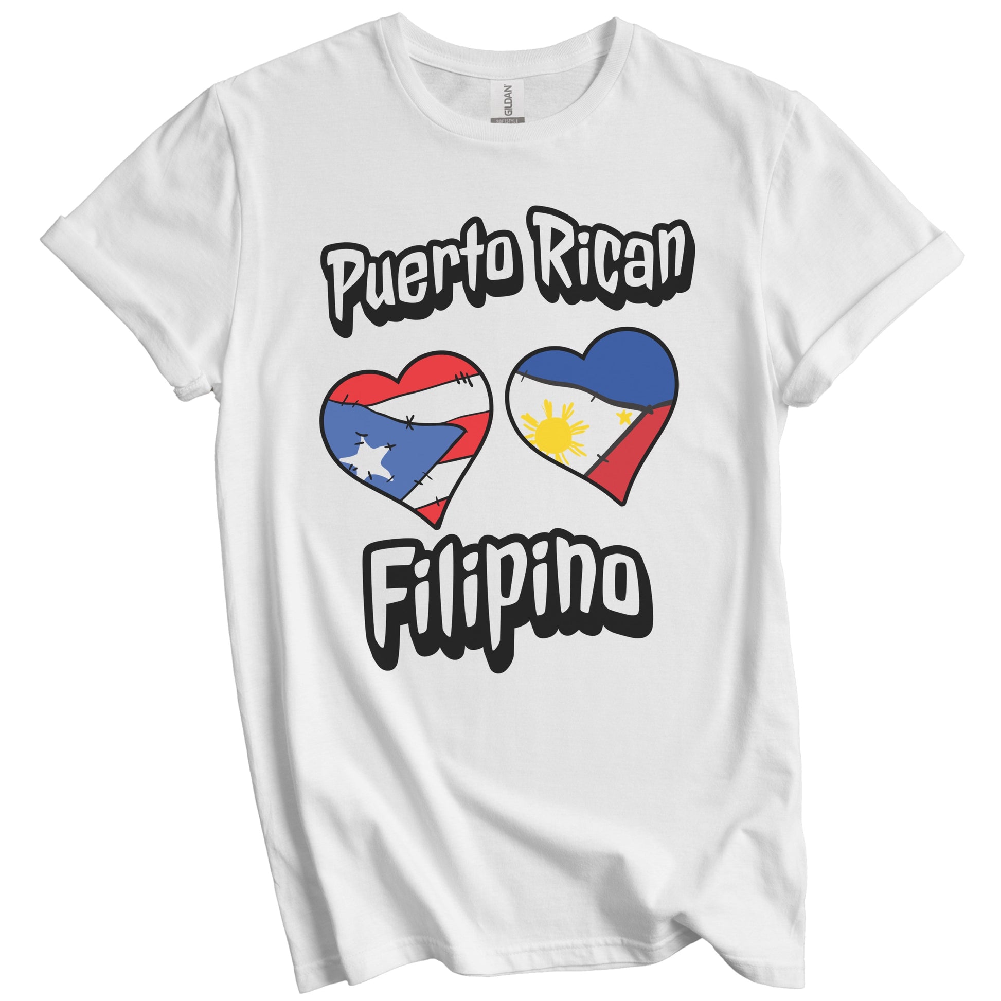 Puerto Rican Filipino Flag Hearts Puerto Rico Philippines T-Shirt
