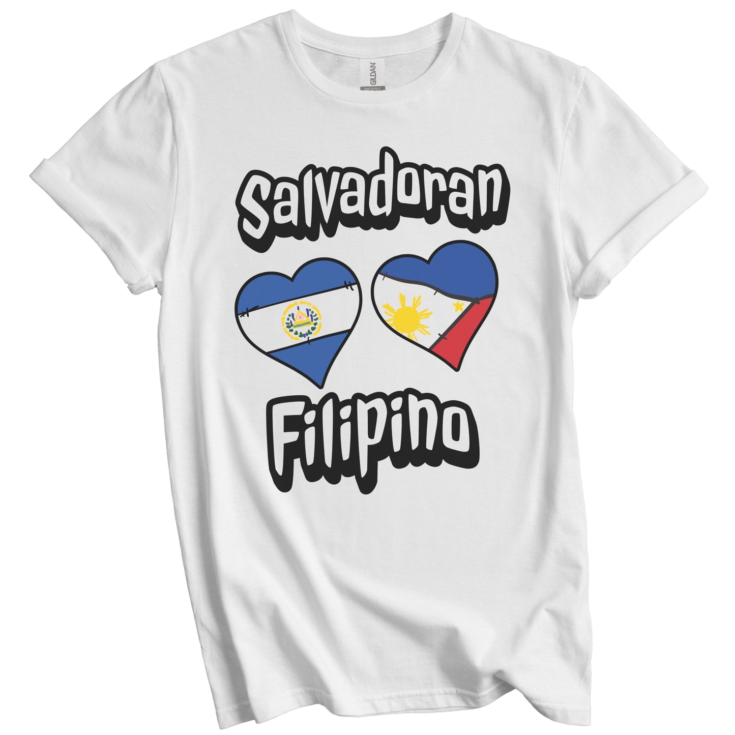 Salvadoran Filipino Flag Heart Combo El Salvador Philippines T-Shirt