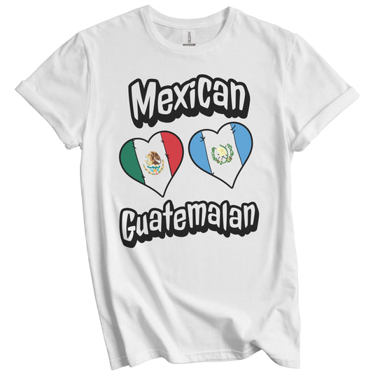 Mexican Guatemalan Flag Heart Combo Mexico Guatemala T-Shirt