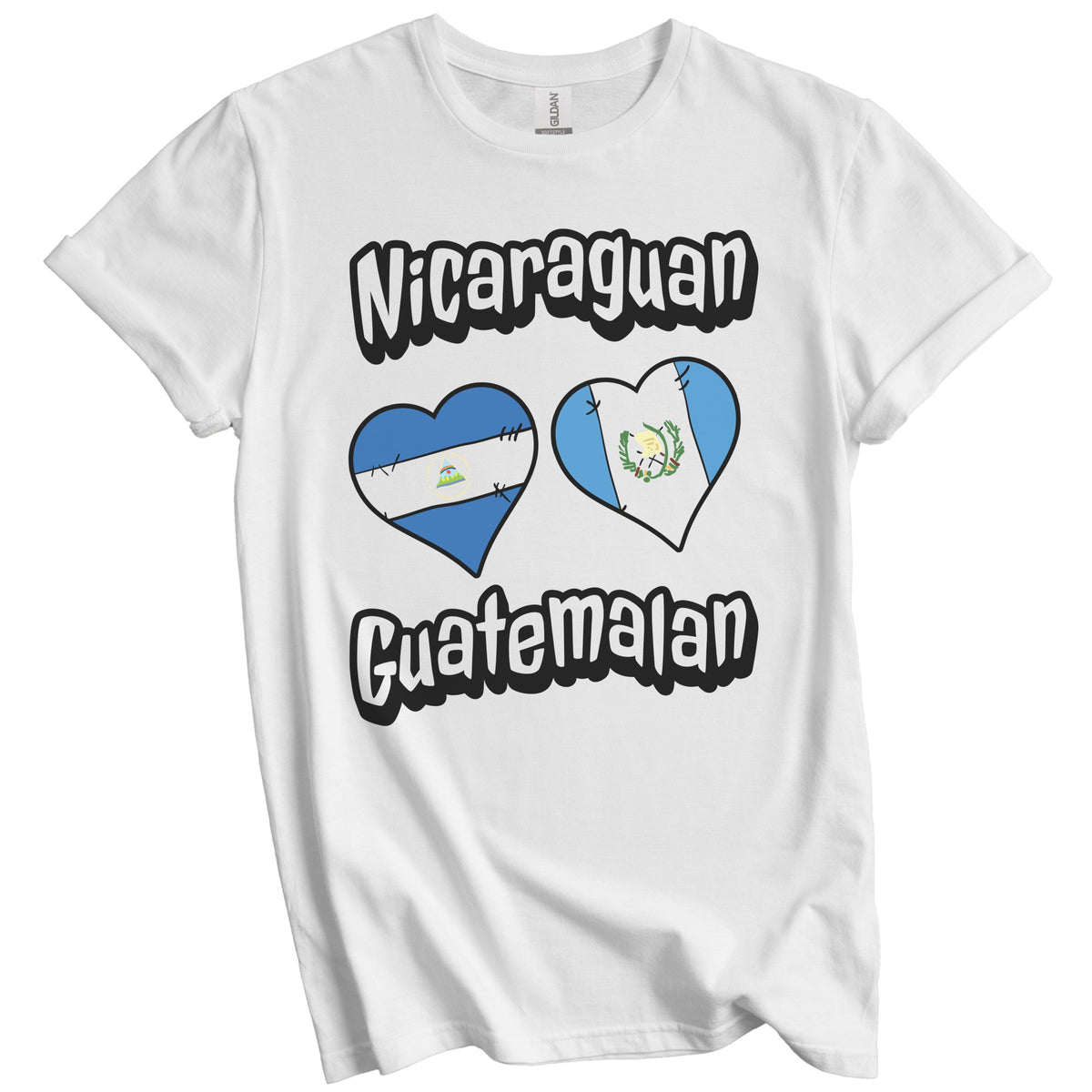 Nicaraguan Guatemalan Flag Heart Combo Nicaragua Guatemala T-Shirt