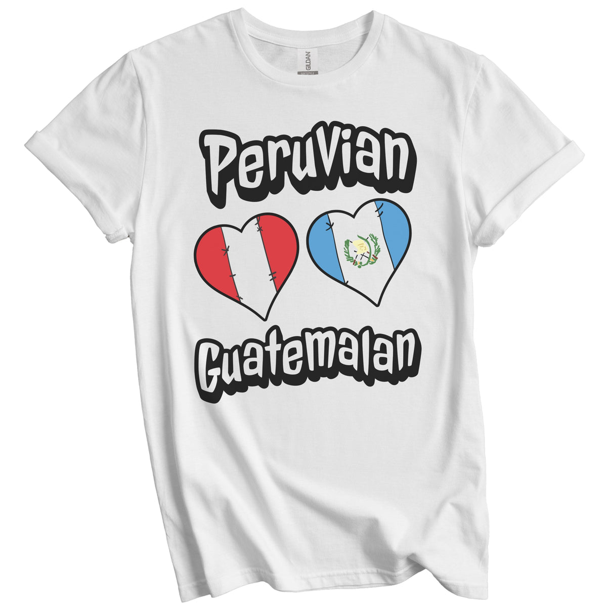 Peruvian Guatemalan Flag Heart Combo Peru Guatemala T-Shirt