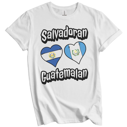 Salvadoran Guatemalan Flag Heart Combo El Salvador Guatemala T-Shirt