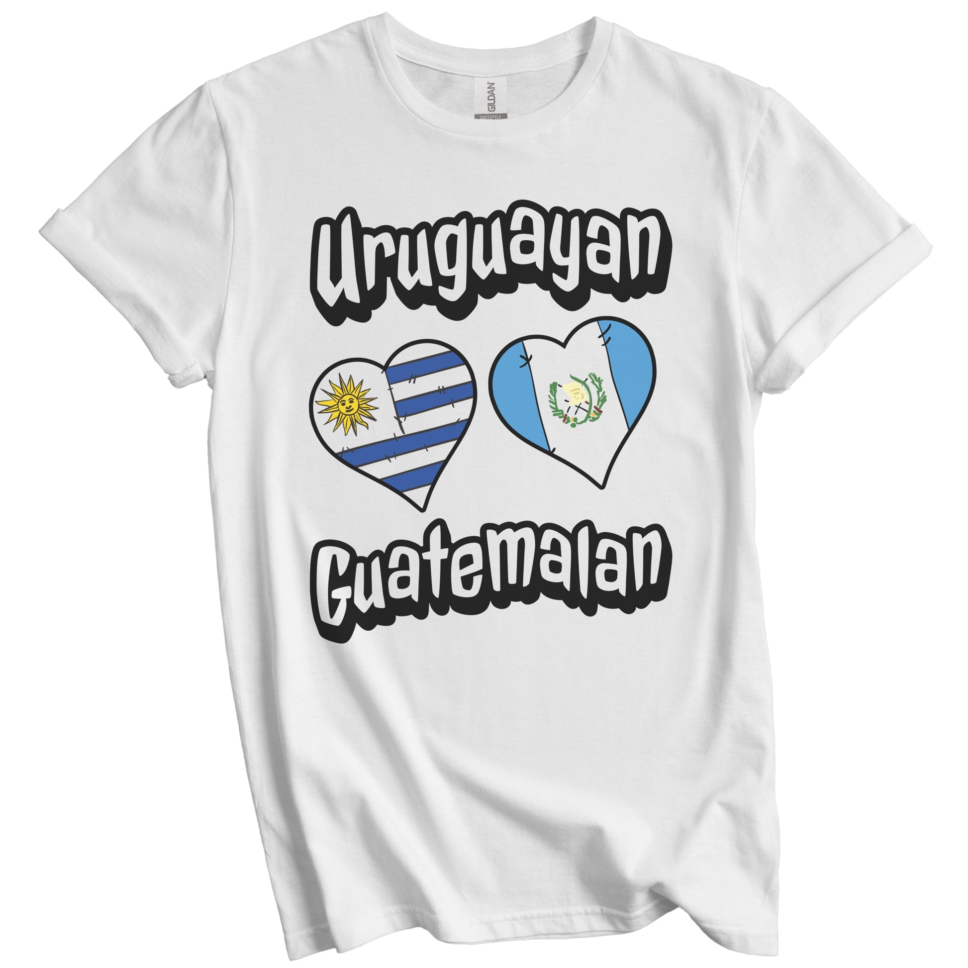 Uruguayan Guatemalan Flag Heart Combo Uruguay Guatemala T-Shirt