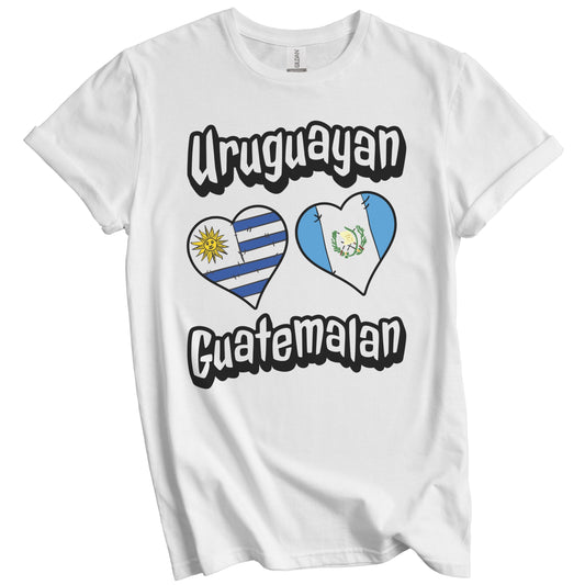 Uruguayan Guatemalan Flag Heart Combo Uruguay Guatemala T-Shirt