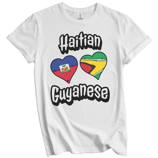 Haitian Guyanese Flag Heart Combo Haiti Guyana T-Shirt