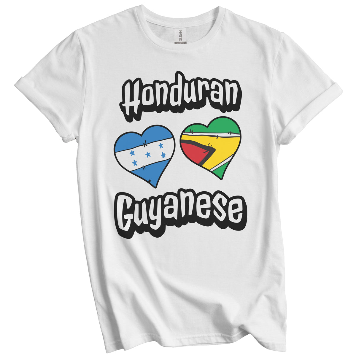 Honduran Guyanese Flag Heart Combo Honduras Guyana T-Shirt