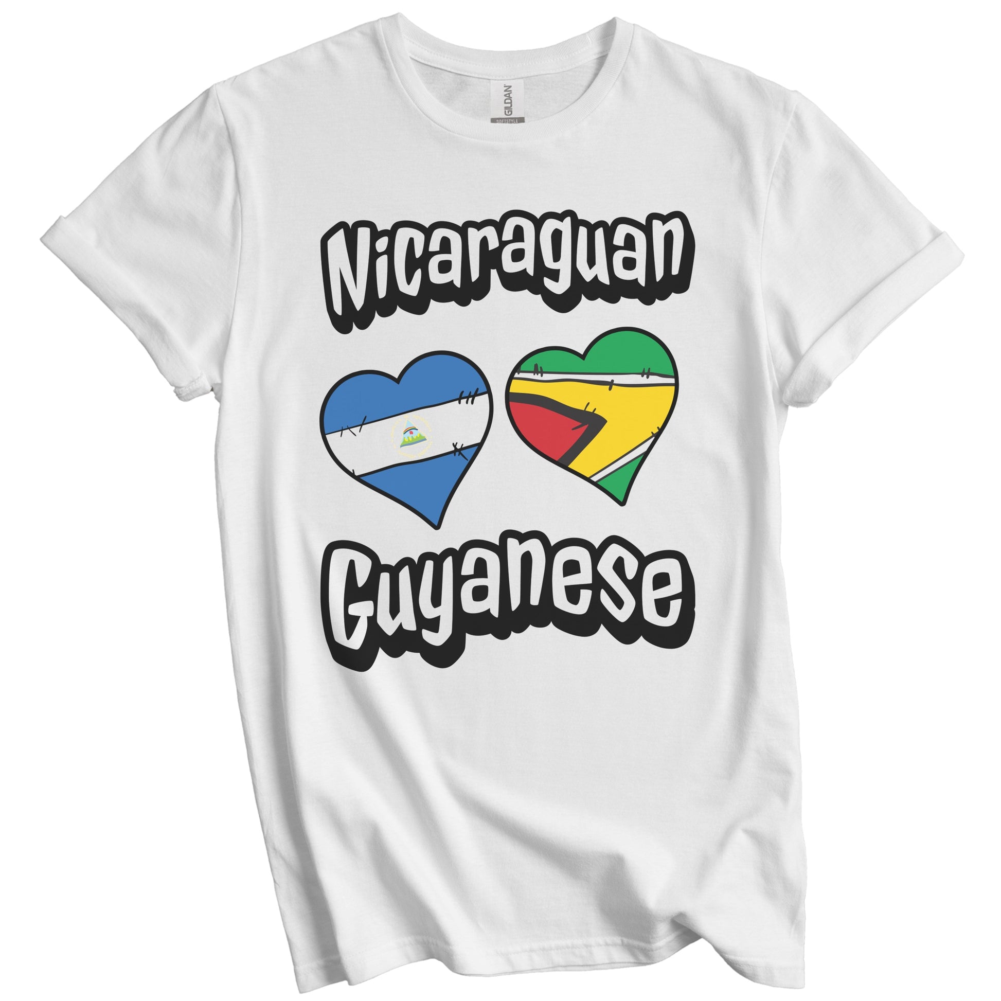 Nicaraguan Guyanese Flag Heart Combo Nicaragua Guyana T-Shirt
