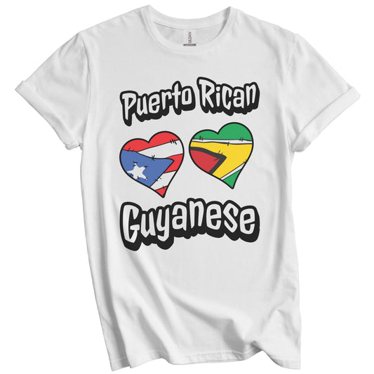 Puerto Rican Guyanese Flag Heart Combo Puerto Rico Guyana T-Shirt