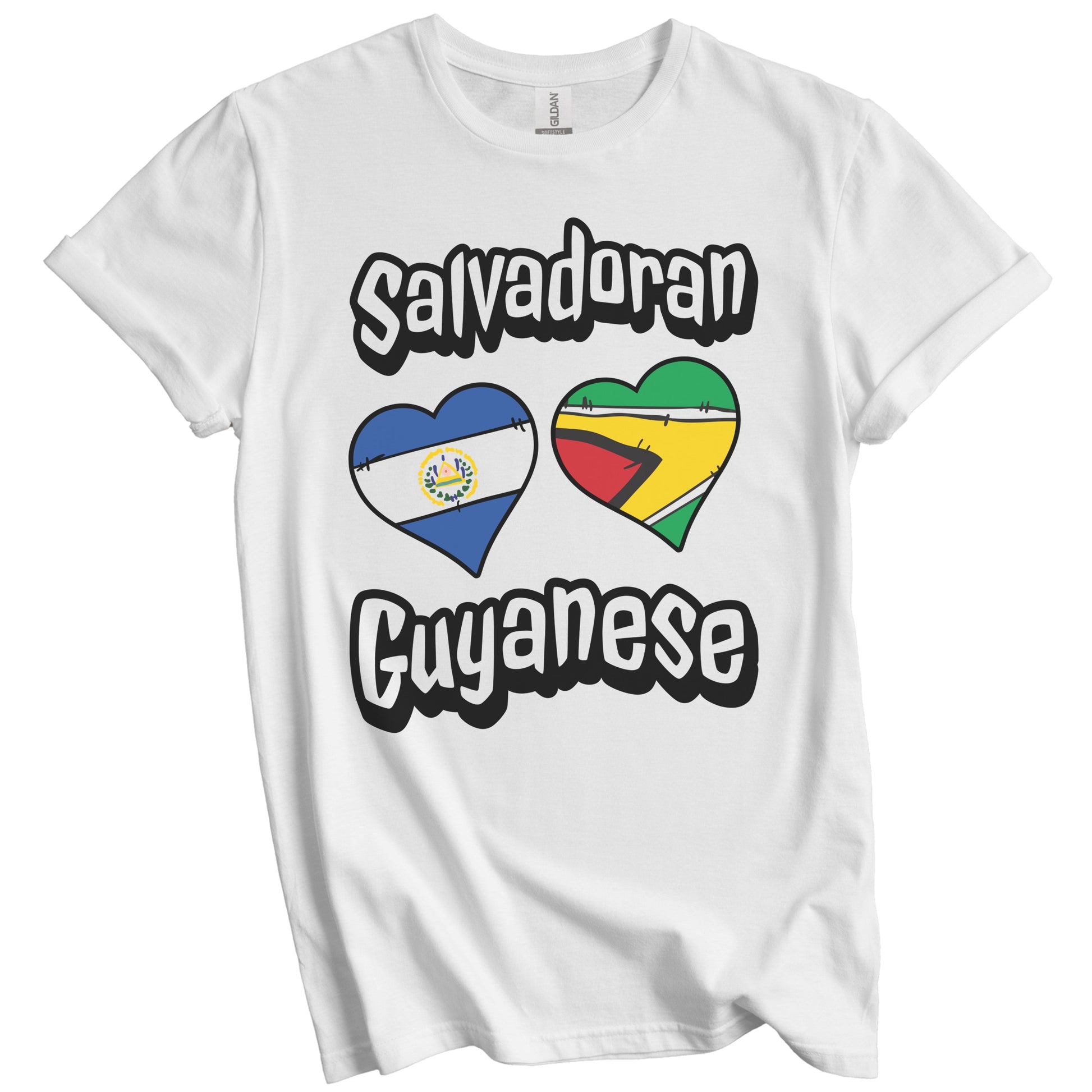 Salvadoran Guyanese Flag Heart Combo El Salvador Guyana T-Shirt