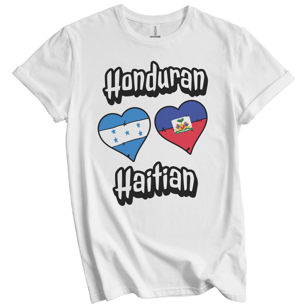 Honduran Haitian Flag Heart Combo Honduras Haiti T-Shirt
