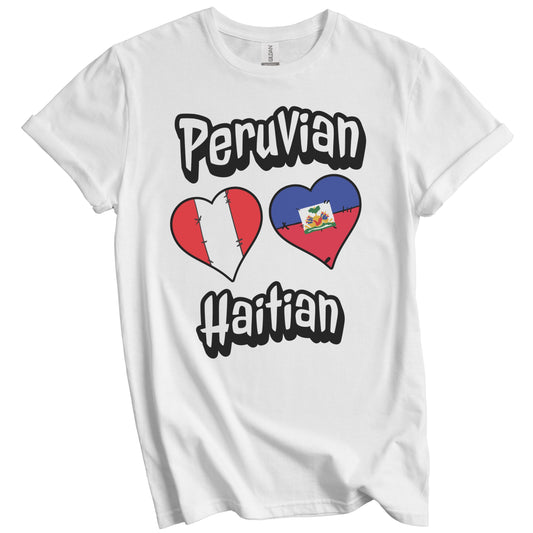 Peruvian Haitian Flag Heart Combo Peru Haiti T-Shirt