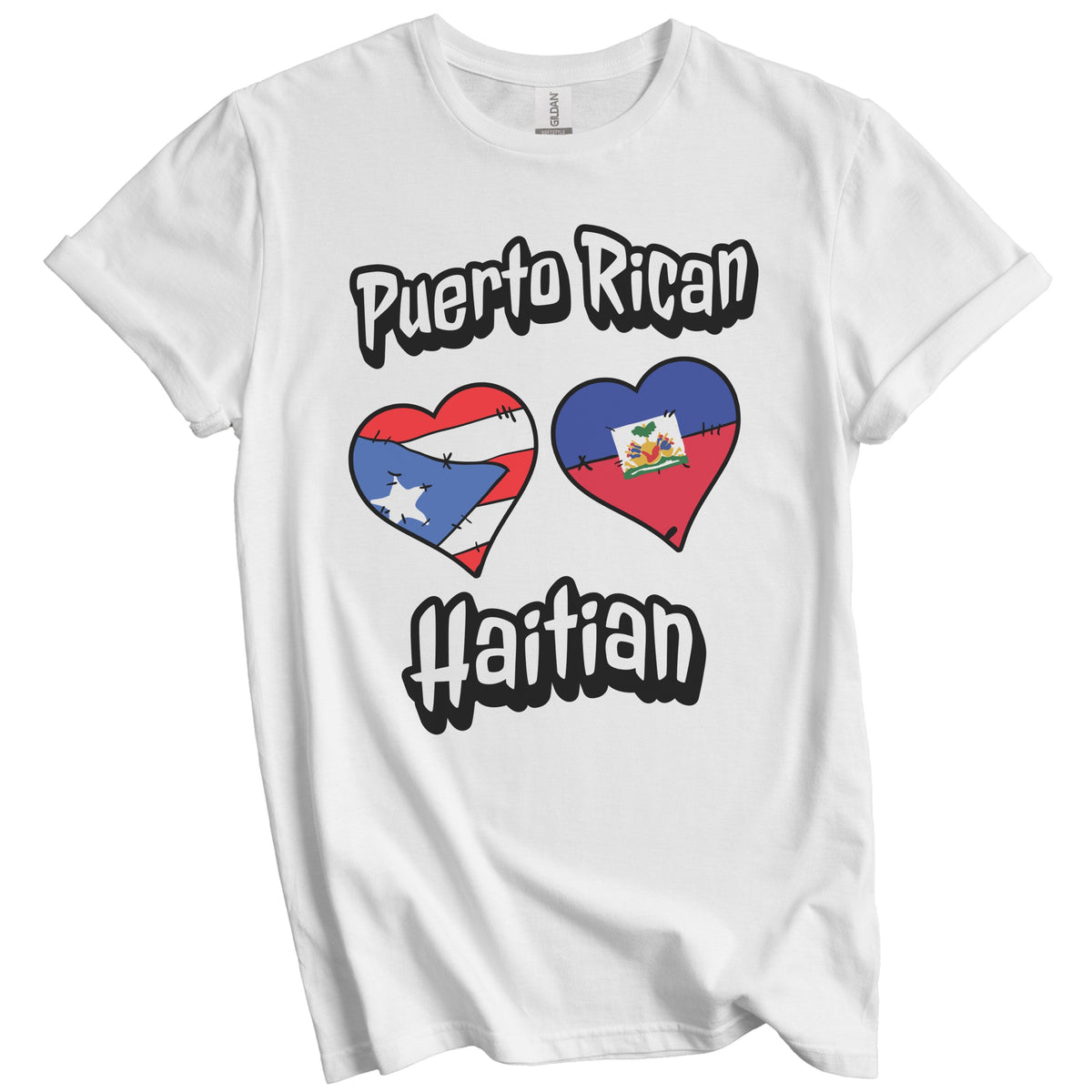 Puerto Rican Haitian Flag Heart Combo Puerto Rico Haiti T-Shirt