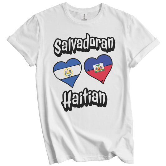 Salvadoran Haitian Flag Heart Combo El Salvador Haiti T-Shirt