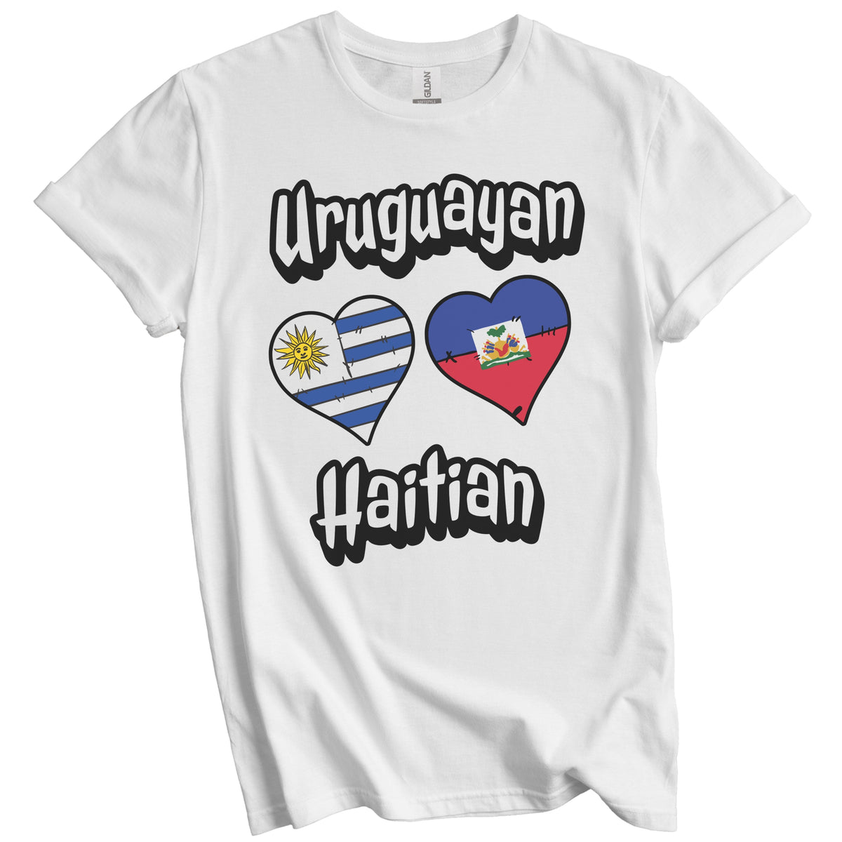 Uruguayan Haitian Flag Heart Combo Uruguay Haiti T-Shirt