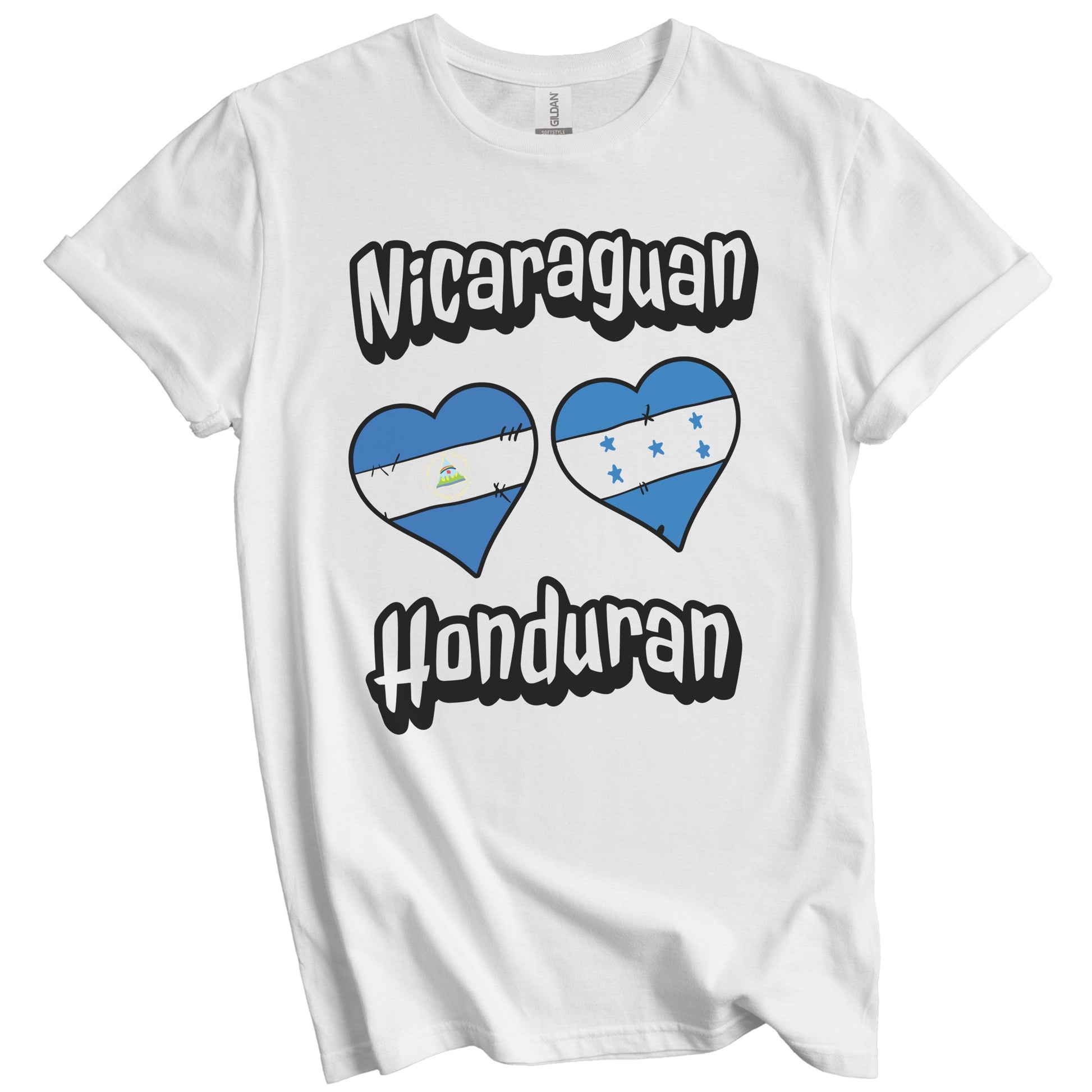 Nicaraguan Honduran Flag Heart Combo Nicaragua Honduras T-Shirt