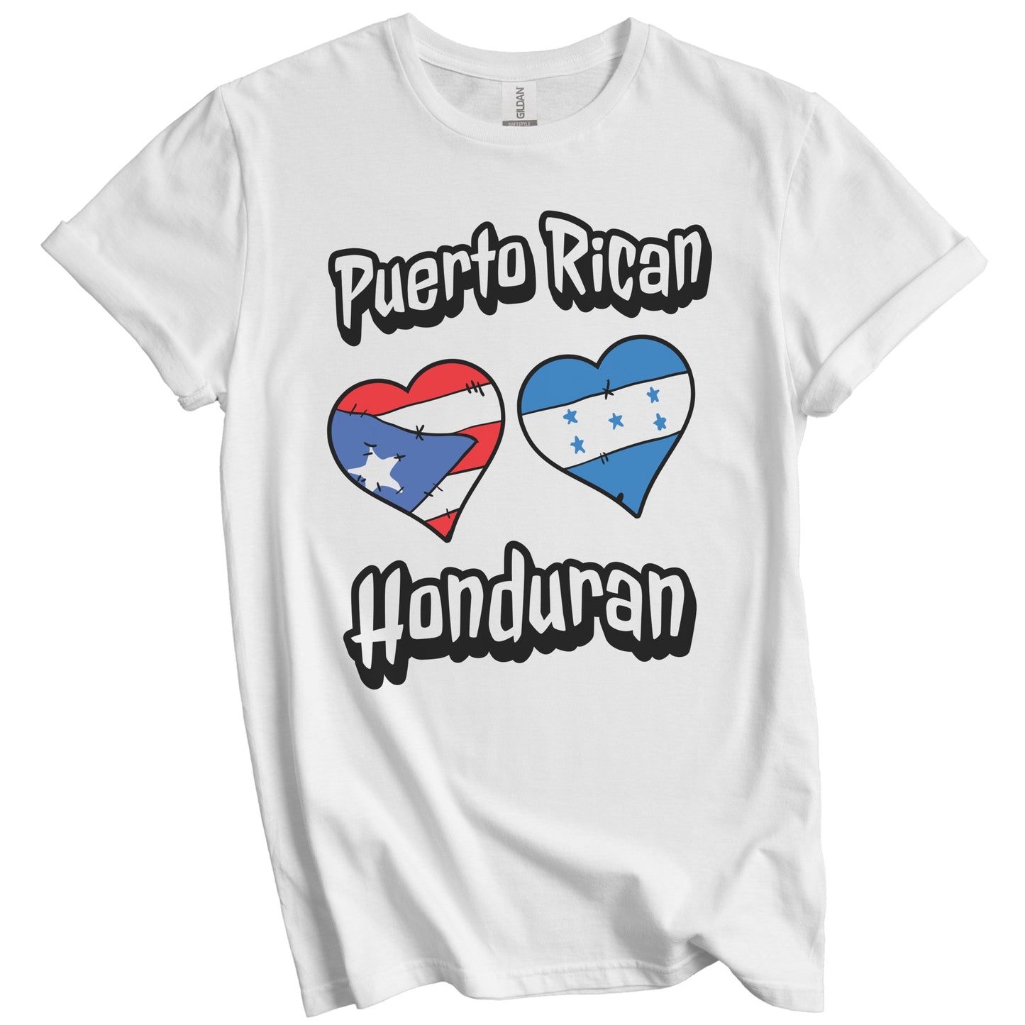 Puerto Rican Honduran Flag Heart Combo Puerto Rico Honduras T-Shirt