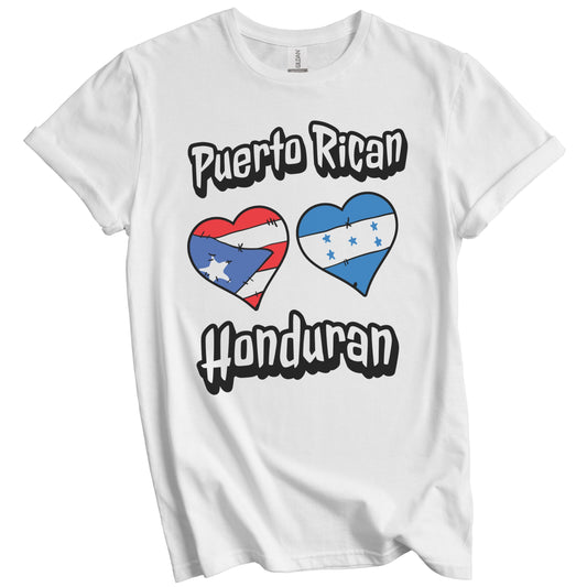 Puerto Rican Honduran Flag Heart Combo Puerto Rico Honduras T-Shirt