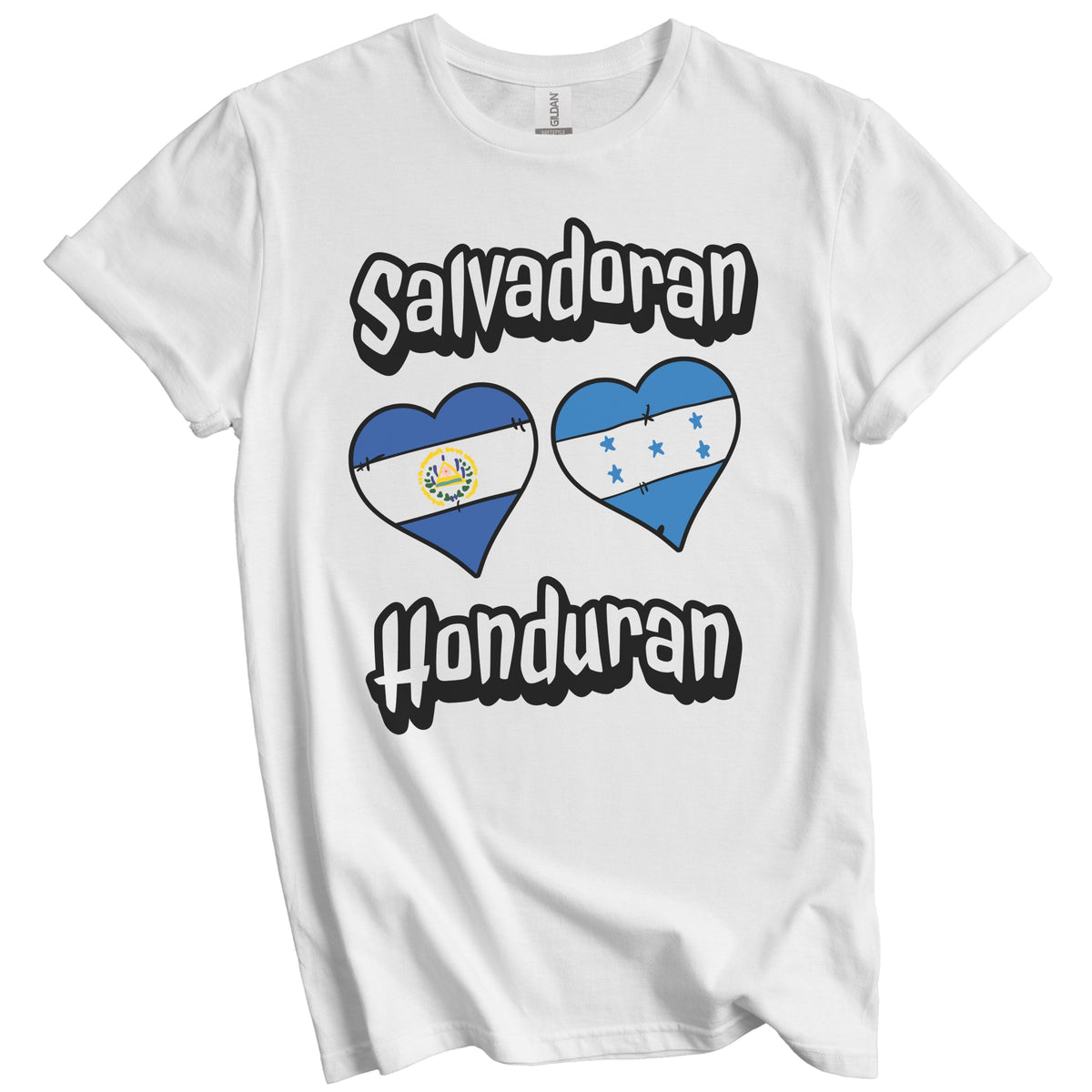 Salvadoran Honduran Flag Heart Combo El Salvador Honduras T-Shirt