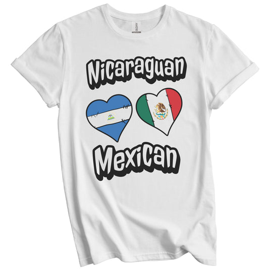 Nicaraguan Mexican Flag Heart Combo Nicaragua Mexico T-Shirt