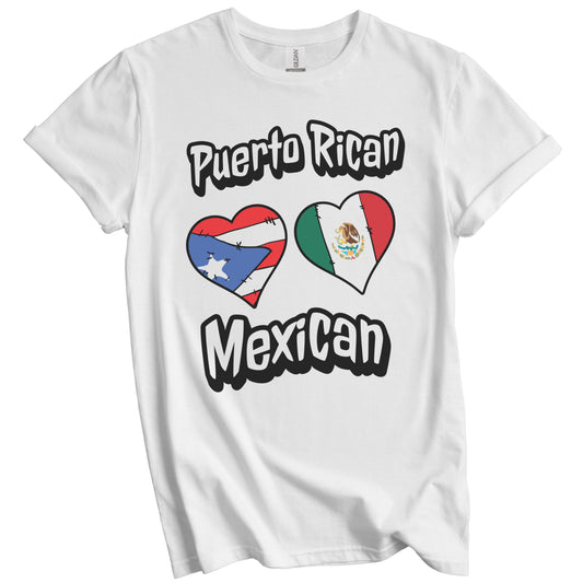 Puerto Rican Mexican Flag Heart Combo Puerto Rico Mexico T-Shirt