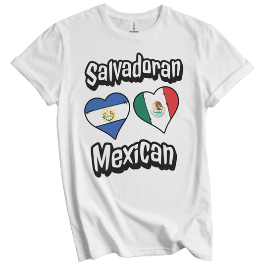 Salvadoran Mexican Flag Heart Combo El Salvador Mexico T-Shirt