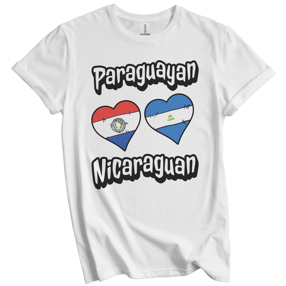 Paraguayan Nicaraguan Flag Heart Combo Paraguay Nicaragua T-Shirt