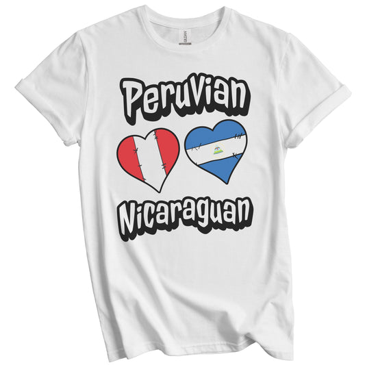 Peruvian Nicaraguan Flag Heart Combo Peru Nicaragua T-Shirt