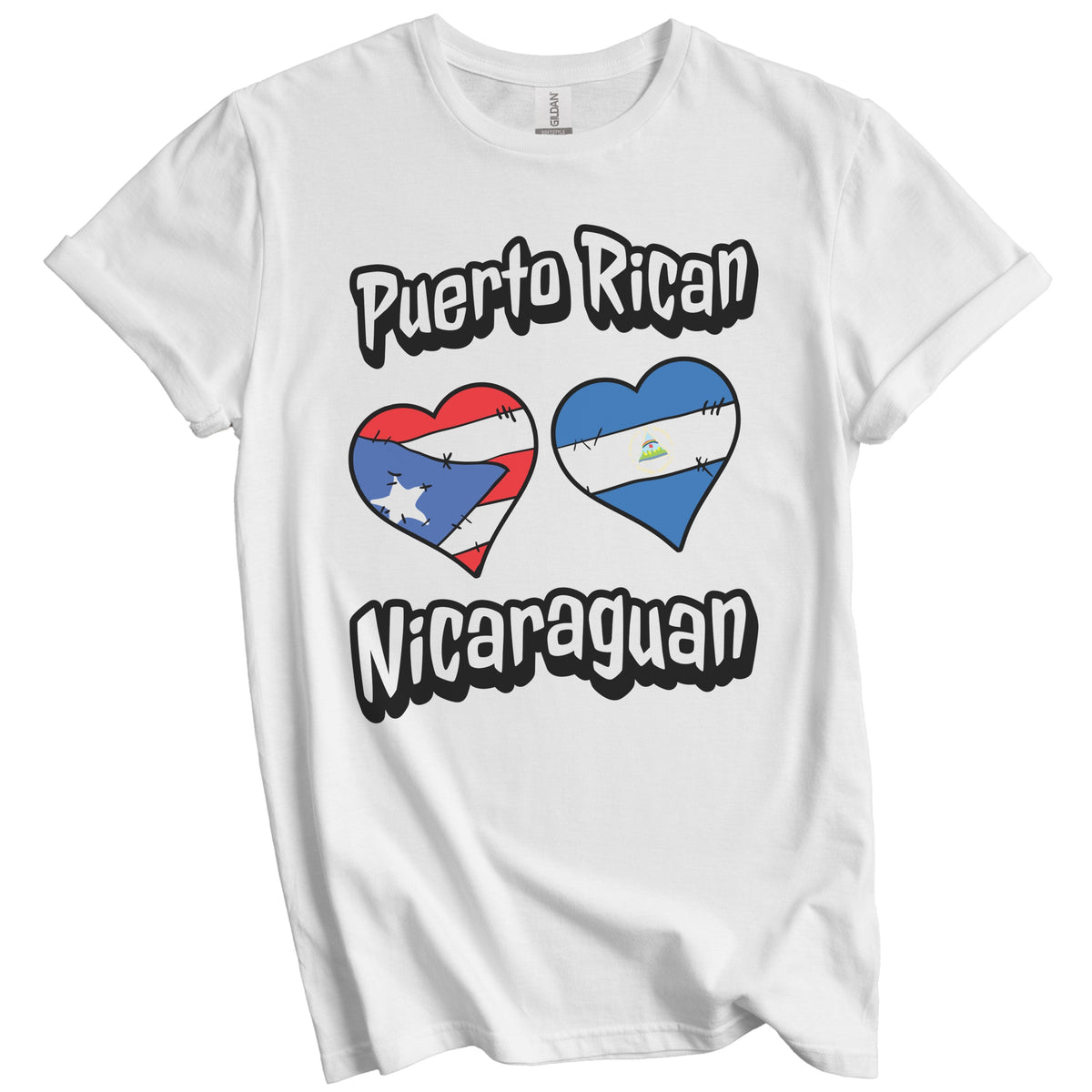 Puerto Rican Nicaraguan Flag Hearts Puerto Rico Nicaragua T-Shirt