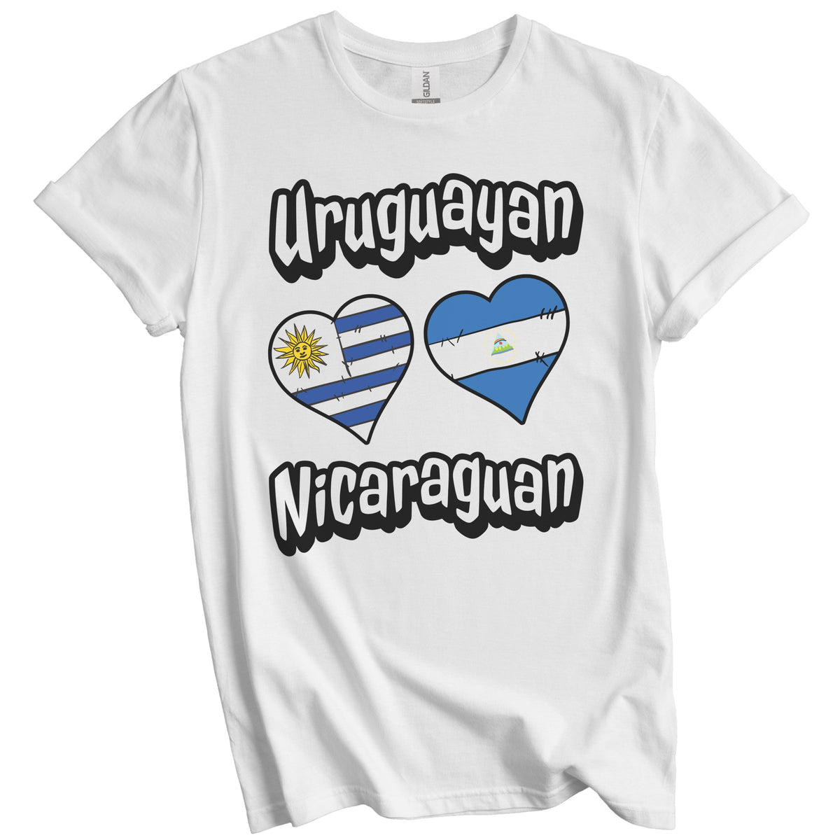 Uruguayan Nicaraguan Flag Heart Combo Uruguay Nicaragua T-Shirt