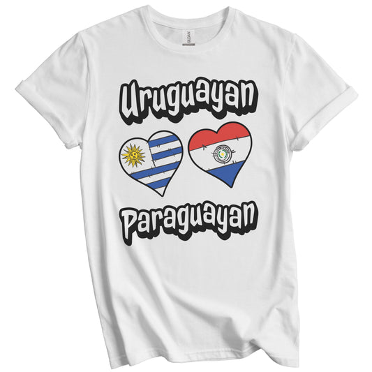 Uruguayan Paraguayan Flag Heart Combo Uruguay Paraguay T-Shirt