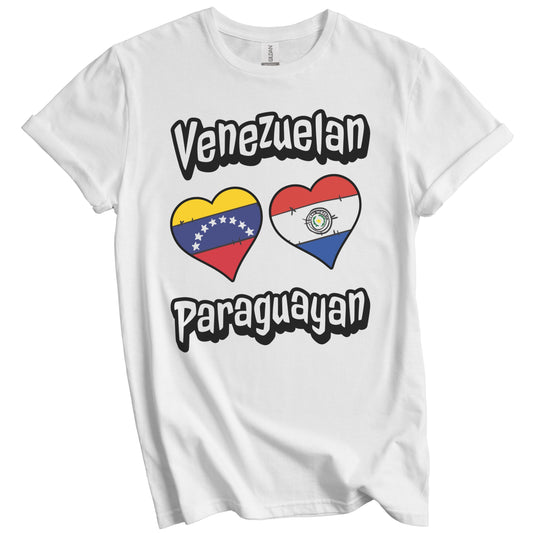 Venezuelan Paraguayan Flag Heart Combo Venezuela Paraguay T-Shirt