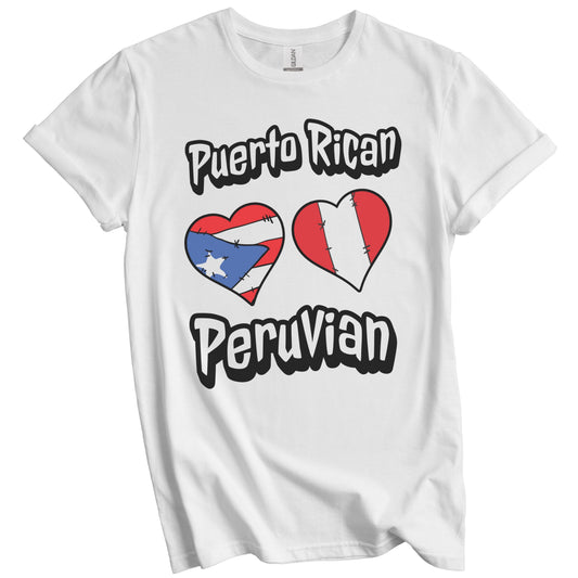 Puerto Rican Peruvian Flag Heart Combo Puerto Rico Peru T-Shirt
