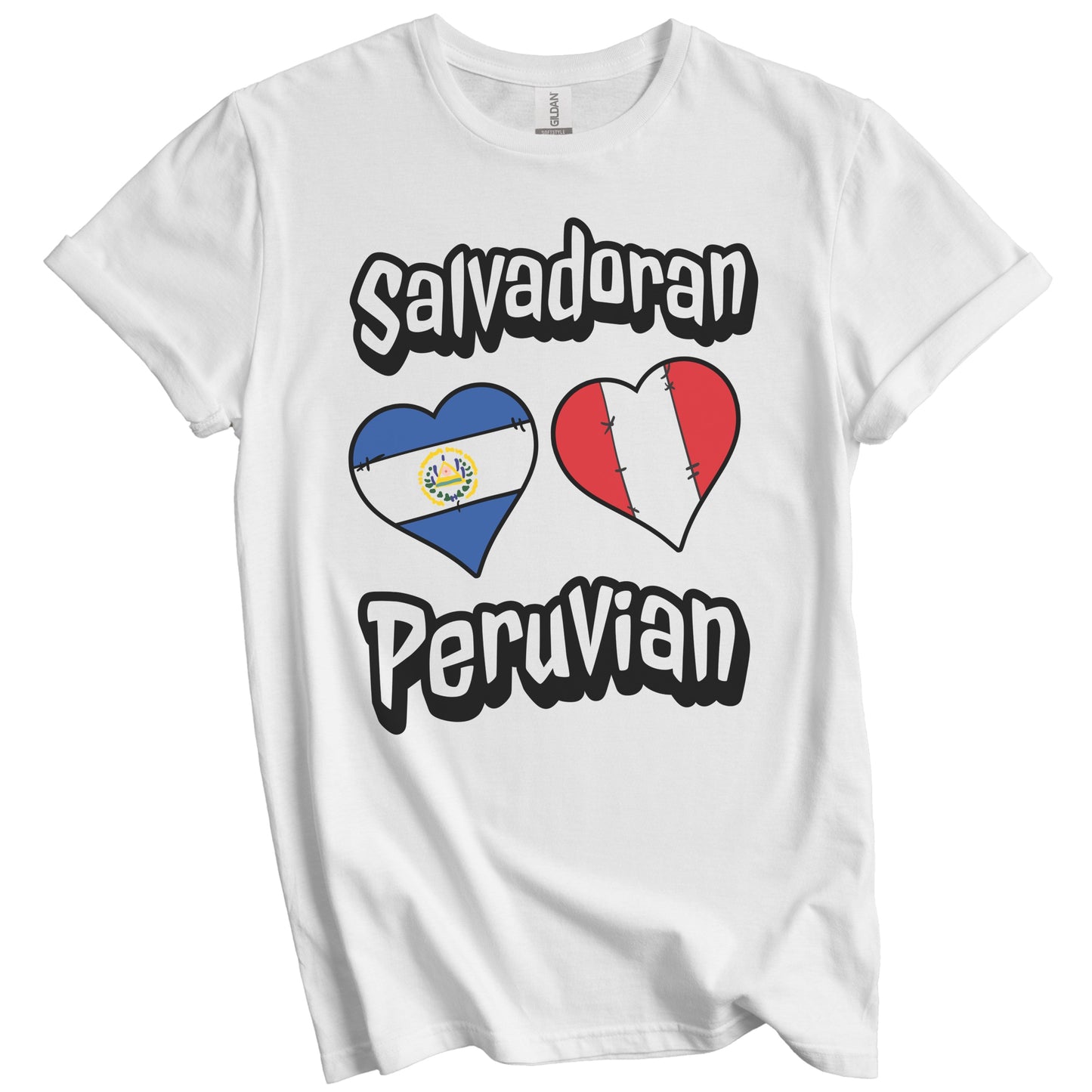 Salvadoran Peruvian Flag Heart Combo El Salvador Peru T-Shirt