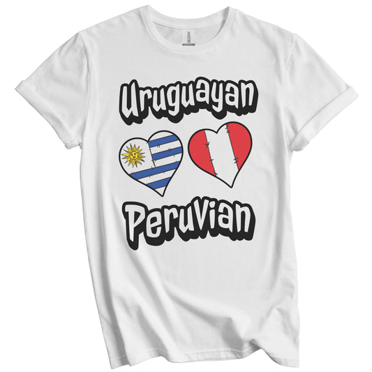 Uruguayan Peruvian Flag Heart Combo Uruguay Peru T-Shirt