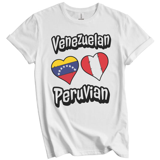 Venezuelan Peruvian Flag Heart Combo Venezuela Peru T-Shirt
